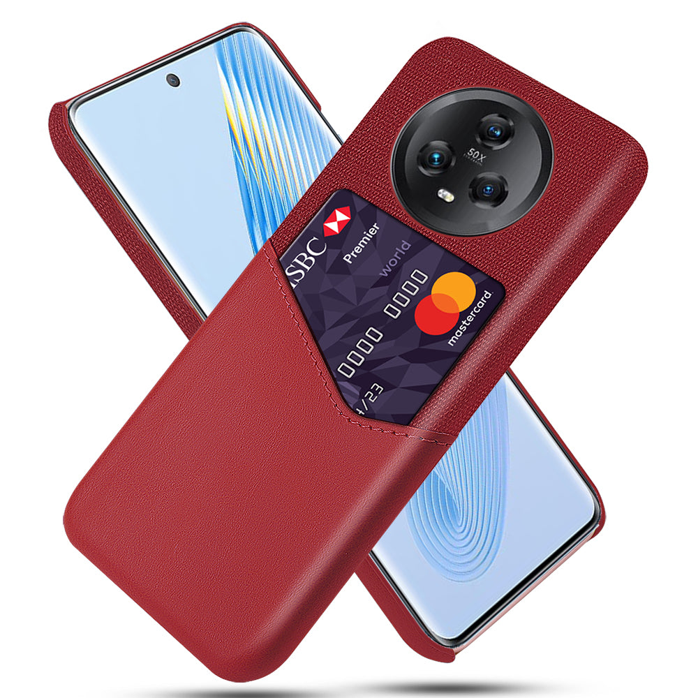 For Honor Magic5 Anti-scratch Phone Case with Card Slot Cloth Texture PU Leather+PC Shell