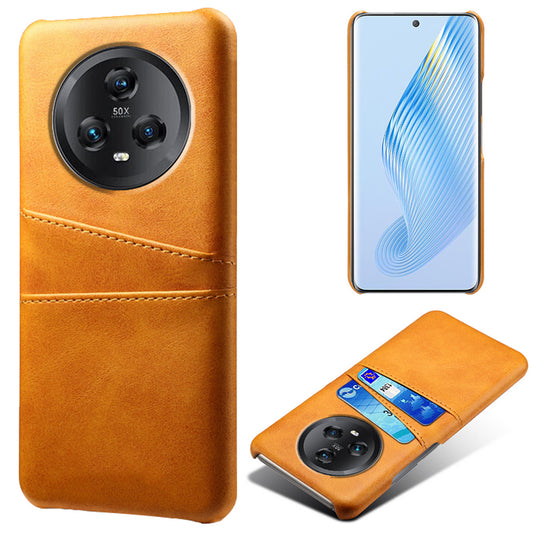 For Honor Magic5 5G Dual Card Slots Phone Case Leather Coated PC Drop-proof Cover