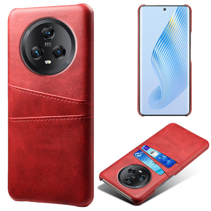 For Honor Magic5 5G Dual Card Slots Phone Case Leather Coated PC Drop-proof Cover