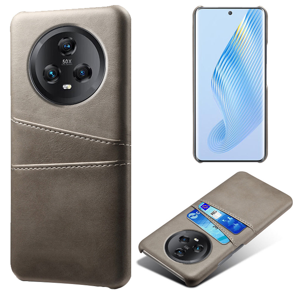 For Honor Magic5 5G Dual Card Slots Phone Case Leather Coated PC Drop-proof Cover