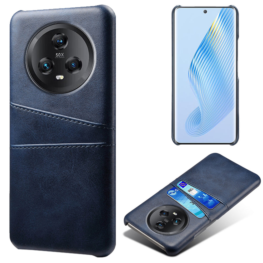 For Honor Magic5 5G Dual Card Slots Phone Case Leather Coated PC Drop-proof Cover