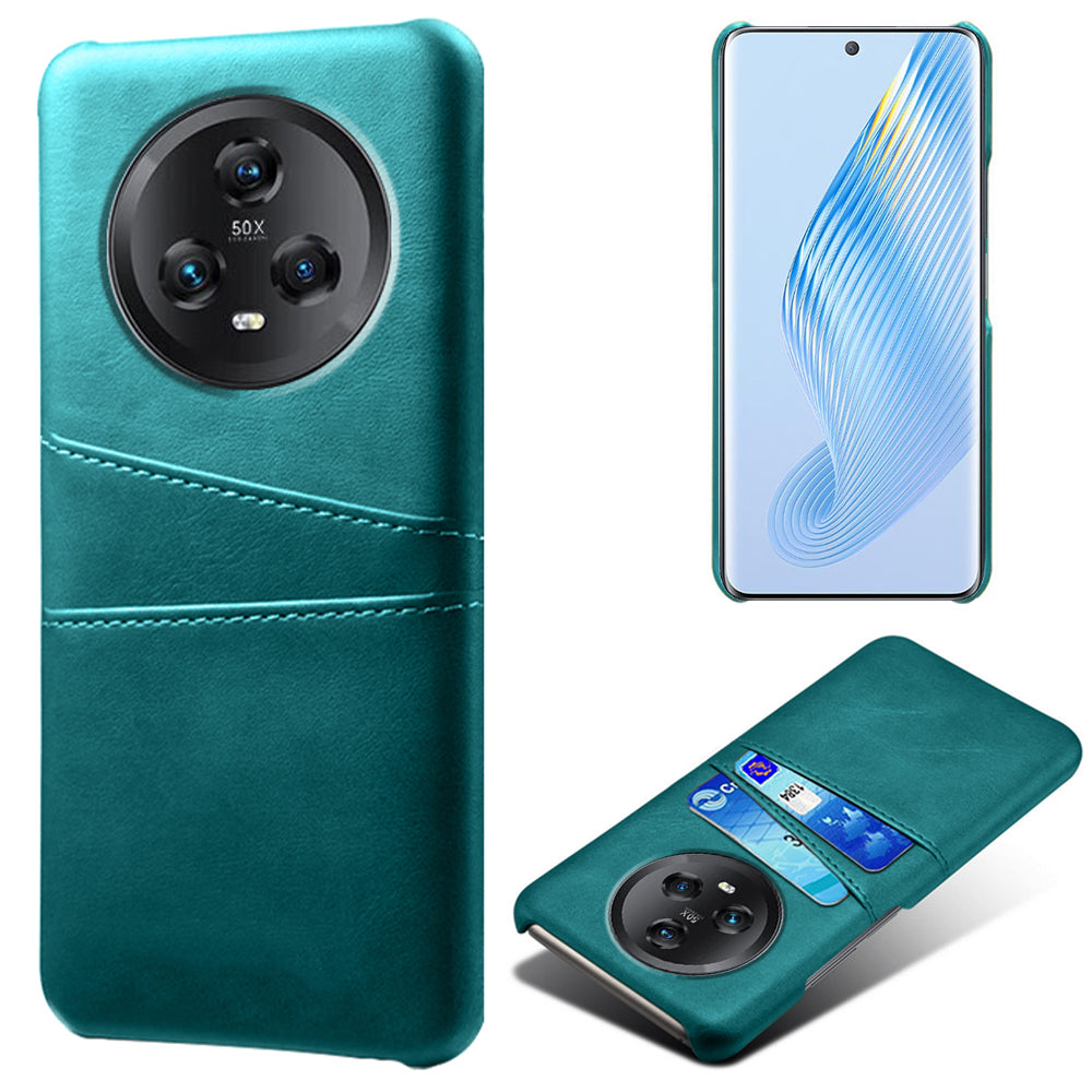 For Honor Magic5 5G Dual Card Slots Phone Case Leather Coated PC Drop-proof Cover