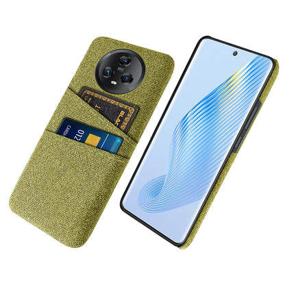 Dual Card Slots Phone Case for Honor Magic5 , Cloth Texture Hard PC Protective Phone Cover