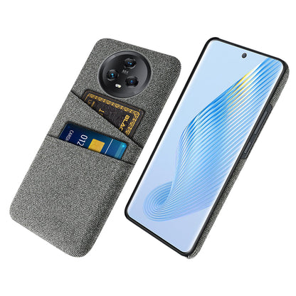 Dual Card Slots Phone Case for Honor Magic5 , Cloth Texture Hard PC Protective Phone Cover
