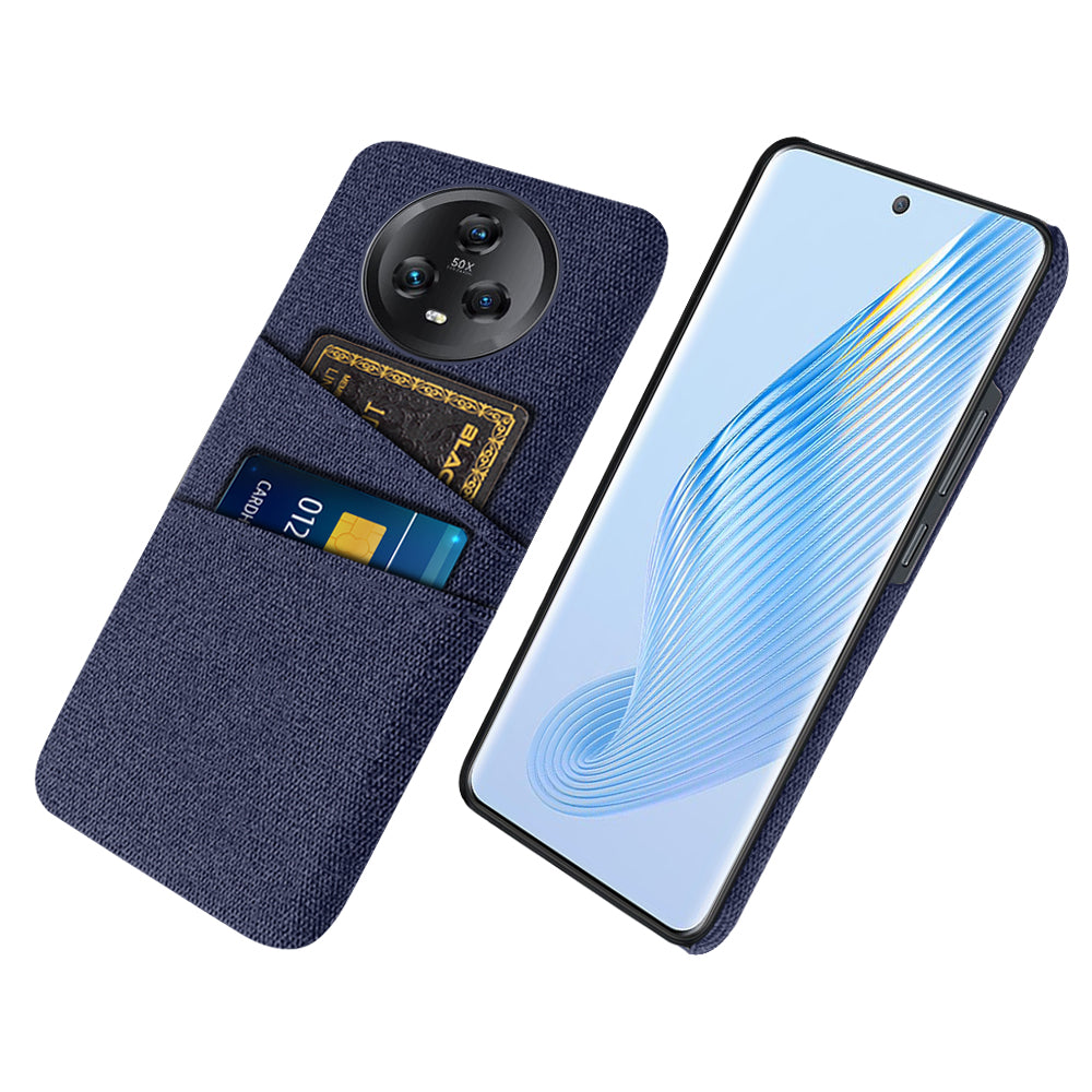 Dual Card Slots Phone Case for Honor Magic5 , Cloth Texture Hard PC Protective Phone Cover