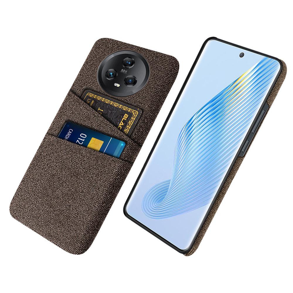Dual Card Slots Phone Case for Honor Magic5 , Cloth Texture Hard PC Protective Phone Cover