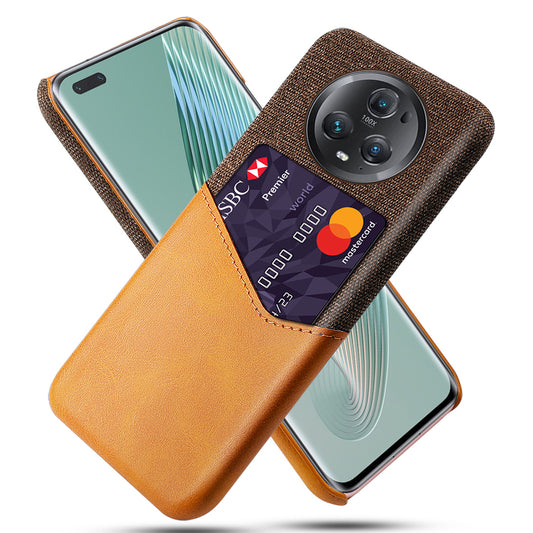 For Honor Magic5 Pro Cloth Texture Phone Case with Card Slot PU Leather+PC Protective Back Shell