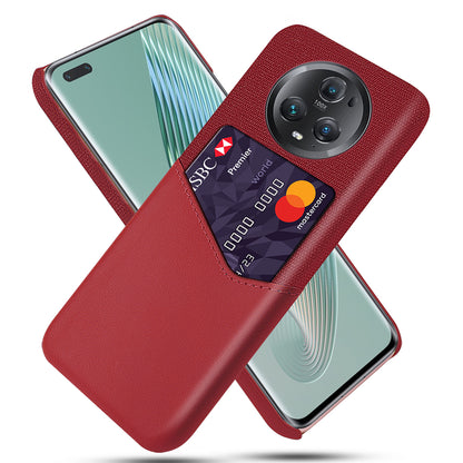 For Honor Magic5 Pro Cloth Texture Phone Case with Card Slot PU Leather+PC Protective Back Shell