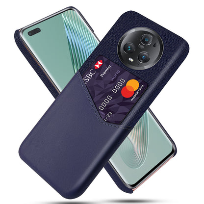 For Honor Magic5 Pro Cloth Texture Phone Case with Card Slot PU Leather+PC Protective Back Shell