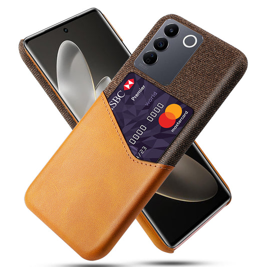 For vivo S16e 5G Cloth Texture Phone Case PU Leather+PC Protective Back Shell with Card Slot