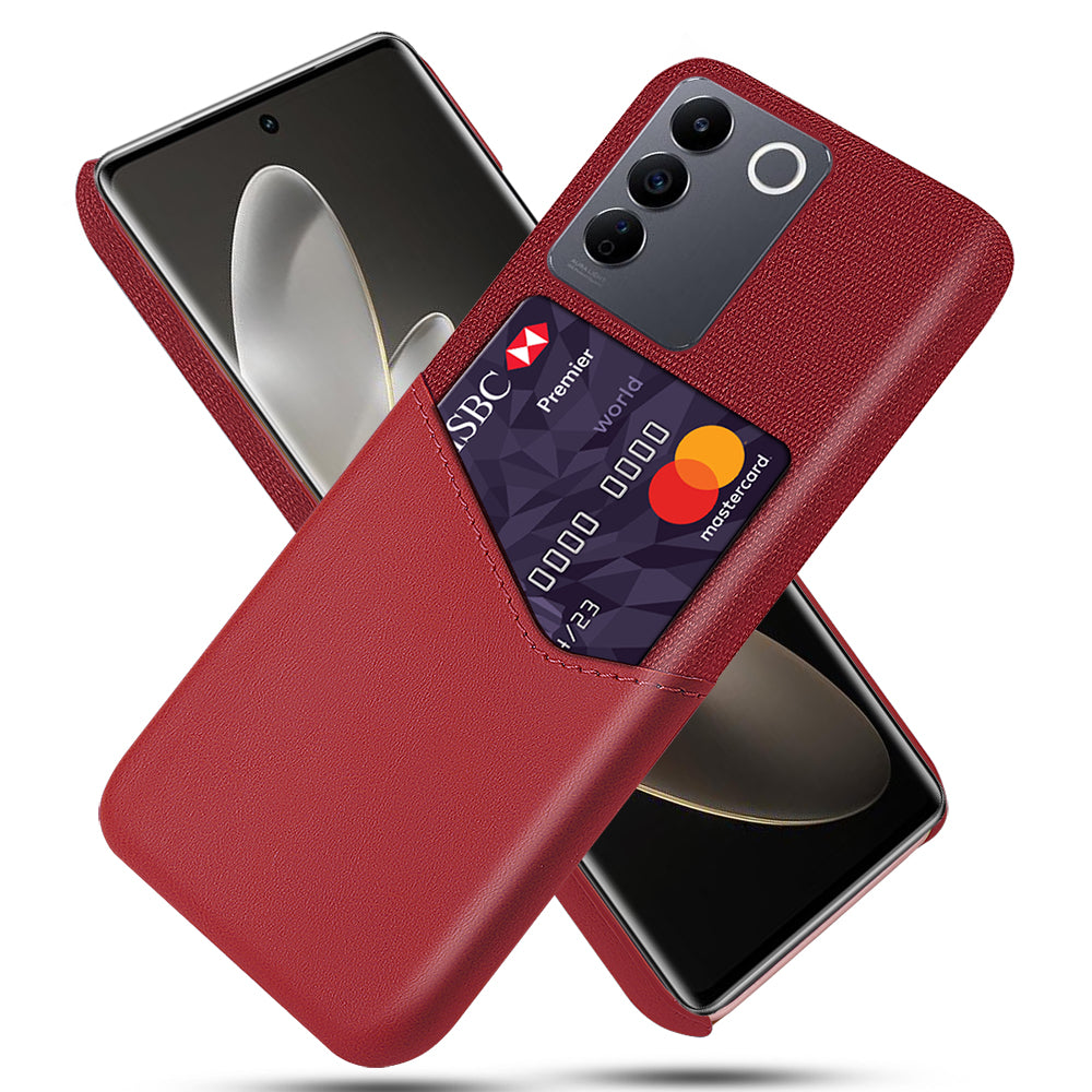 For vivo S16e 5G Cloth Texture Phone Case PU Leather+PC Protective Back Shell with Card Slot
