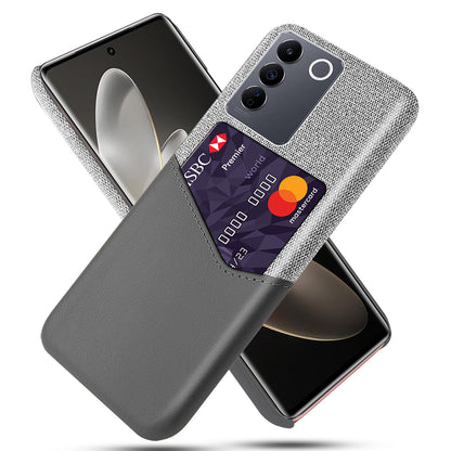 For vivo S16e 5G Cloth Texture Phone Case PU Leather+PC Protective Back Shell with Card Slot