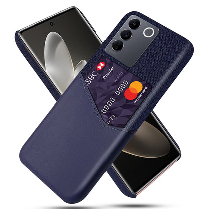 For vivo S16e 5G Cloth Texture Phone Case PU Leather+PC Protective Back Shell with Card Slot