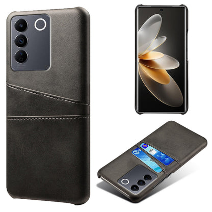 Leather Coated PC Phone Cover for vivo S16e 5G , Dual Card Slots Protective Phone Case