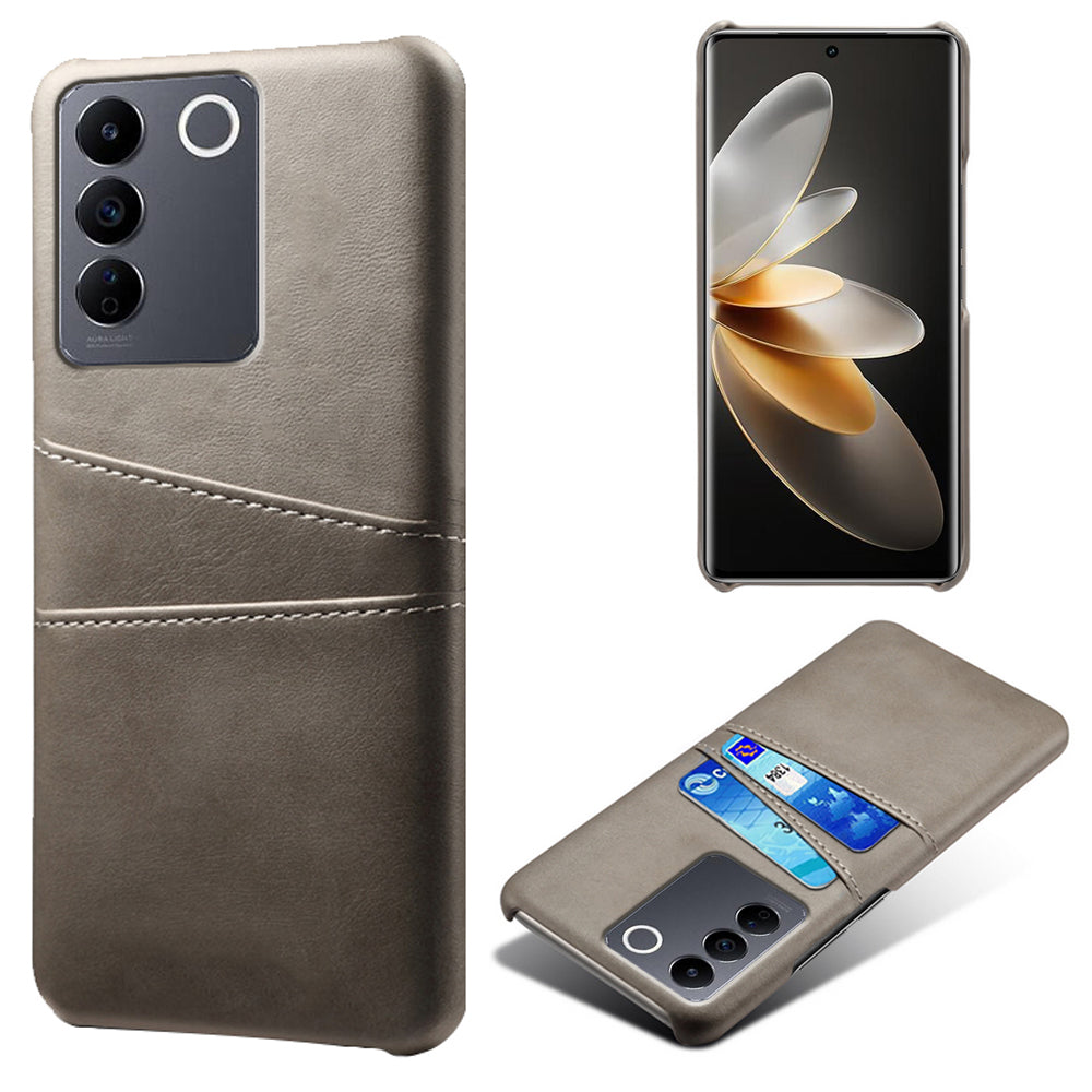 Leather Coated PC Phone Cover for vivo S16e 5G , Dual Card Slots Protective Phone Case