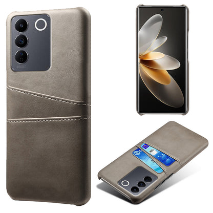 Leather Coated PC Phone Cover for vivo S16e 5G , Dual Card Slots Protective Phone Case