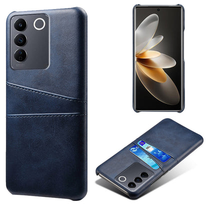 Leather Coated PC Phone Cover for vivo S16e 5G , Dual Card Slots Protective Phone Case