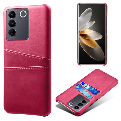 Leather Coated PC Phone Cover for vivo S16e 5G , Dual Card Slots Protective Phone Case