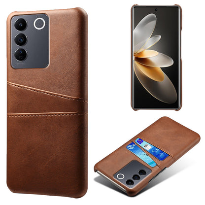 Leather Coated PC Phone Cover for vivo S16e 5G , Dual Card Slots Protective Phone Case