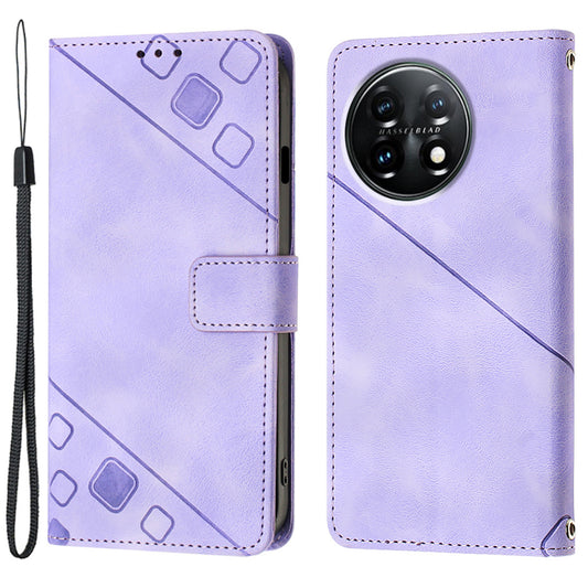 PT005 YB Imprinting Series-6 Leather Case for OnePlus 11 5G Wallet Stand Protective Phone Cover