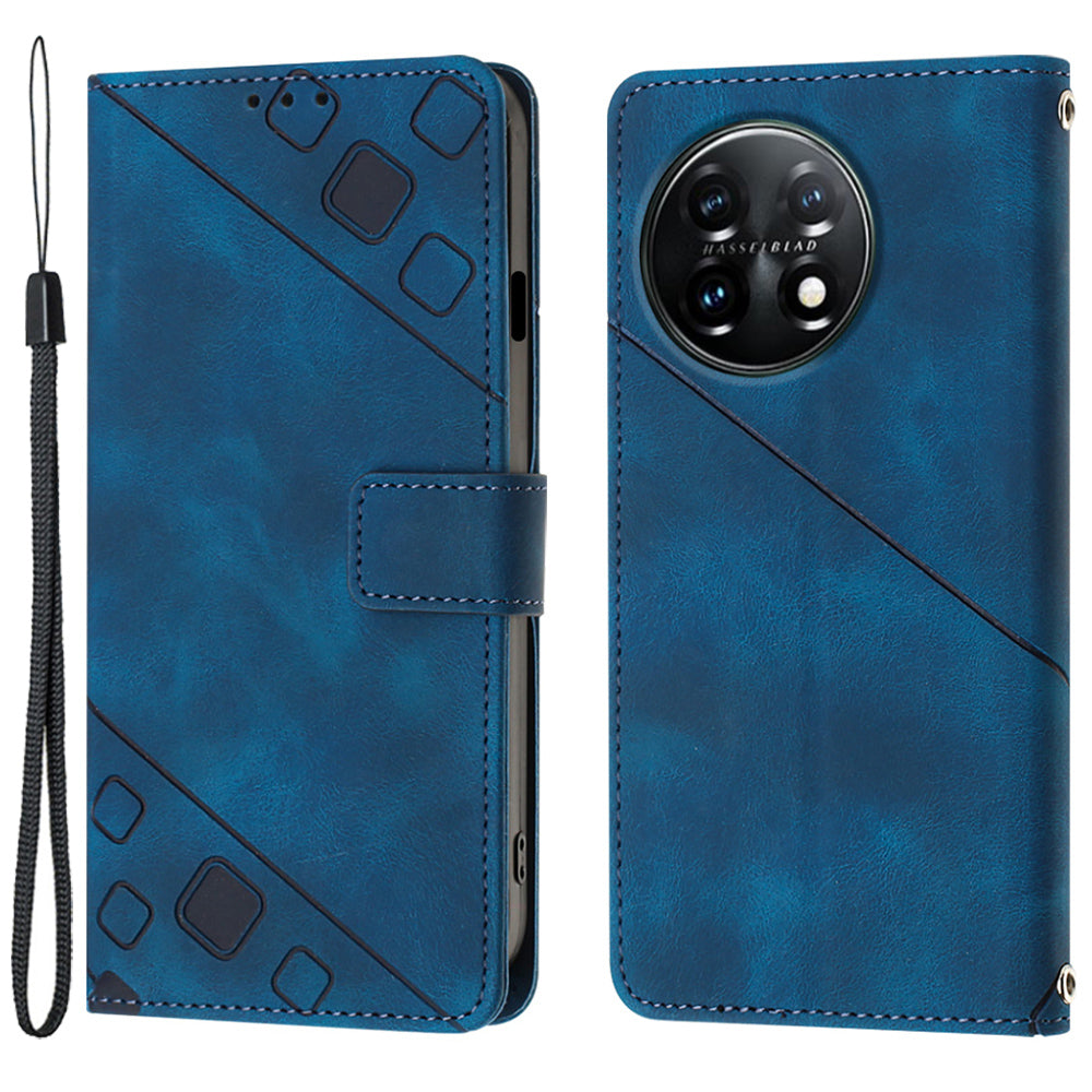 PT005 YB Imprinting Series-6 Leather Case for OnePlus 11 5G Wallet Stand Protective Phone Cover