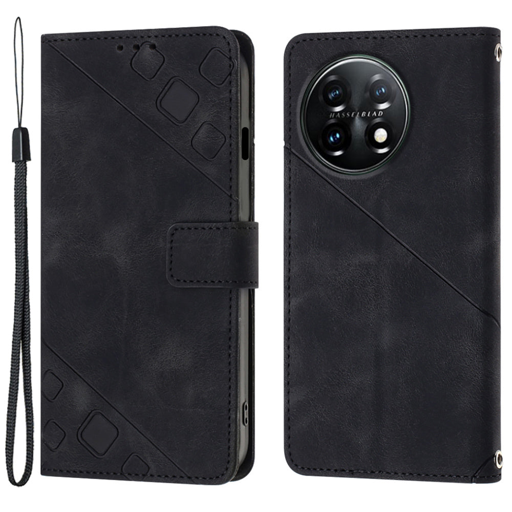 PT005 YB Imprinting Series-6 Leather Case for OnePlus 11 5G Wallet Stand Protective Phone Cover