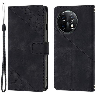 PT005 YB Imprinting Series-6 Leather Case for OnePlus 11 5G Wallet Stand Protective Phone Cover