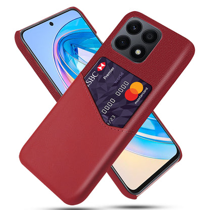 For Honor X8a 4G PU Leather+PC Protective Back Shell Cloth Texture Phone Case with Card Slot