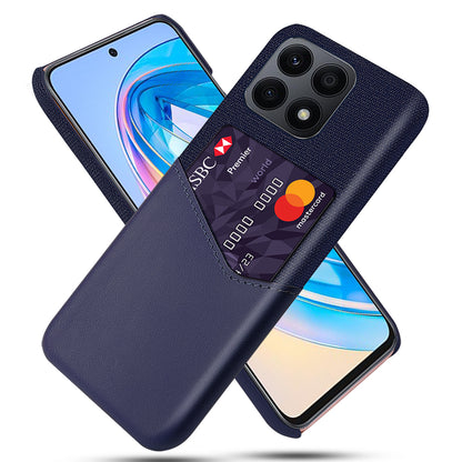 For Honor X8a 4G PU Leather+PC Protective Back Shell Cloth Texture Phone Case with Card Slot
