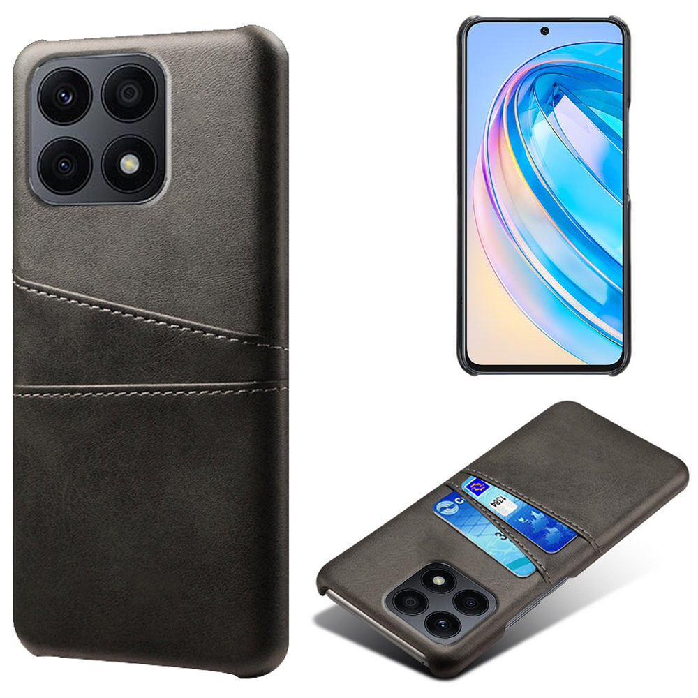 For Honor X8a 4G Dual Card Slots Phone Case Anti-scratch Leather+PC Phone Cover