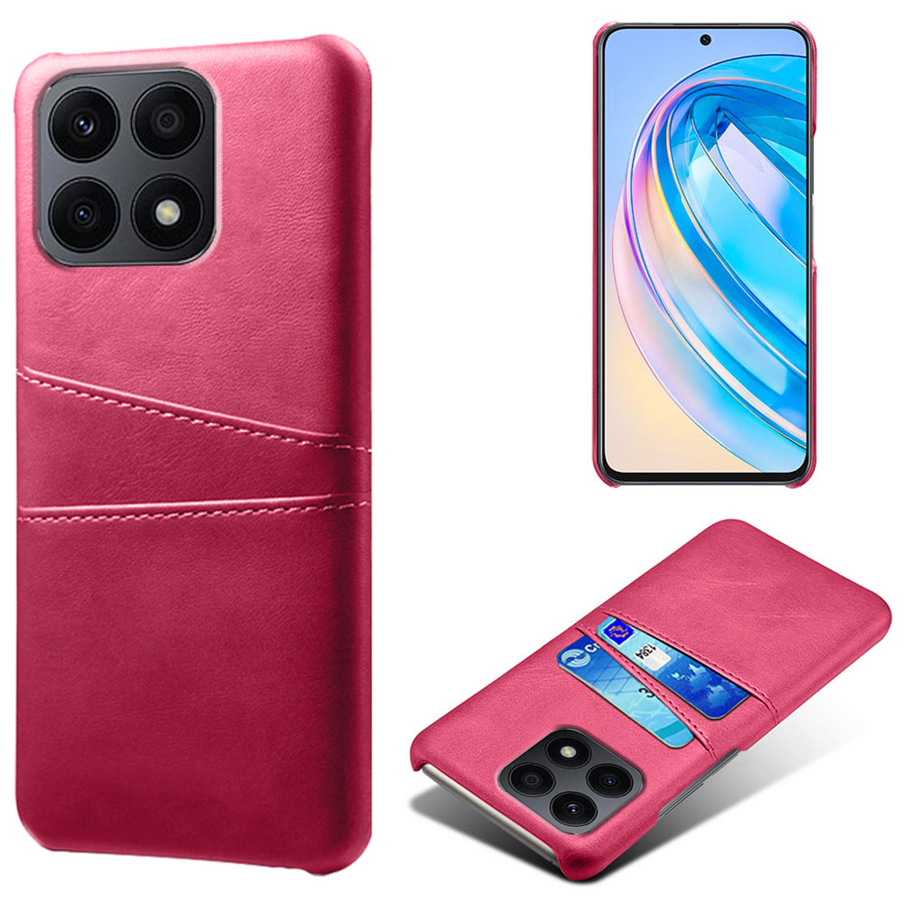 For Honor X8a 4G Dual Card Slots Phone Case Anti-scratch Leather+PC Phone Cover