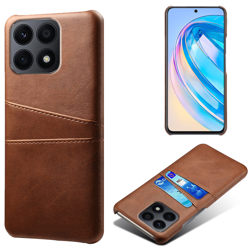 For Honor X8a 4G Dual Card Slots Phone Case Anti-scratch Leather+PC Phone Cover