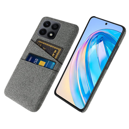 Dual Card Slots Hard PC Phone Case for Honor X8a 4G , Cloth Texture Protective Phone Cover