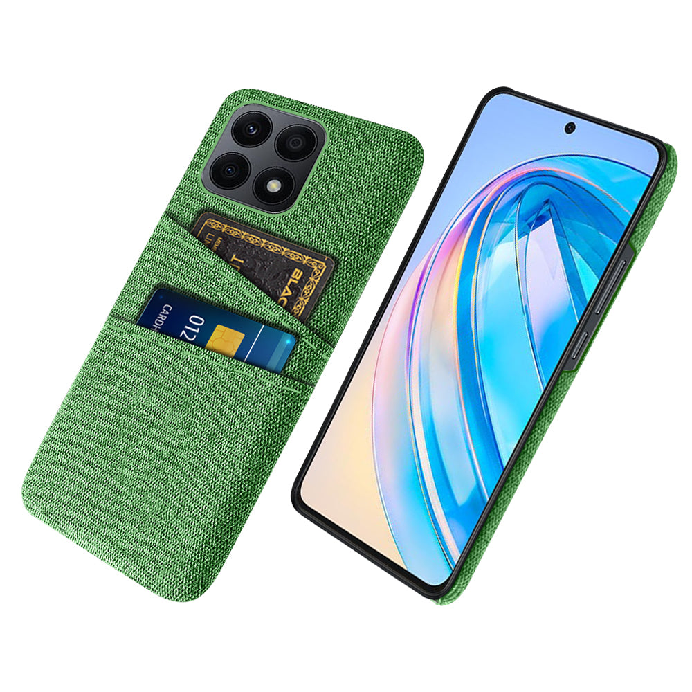 Dual Card Slots Hard PC Phone Case for Honor X8a 4G , Cloth Texture Protective Phone Cover