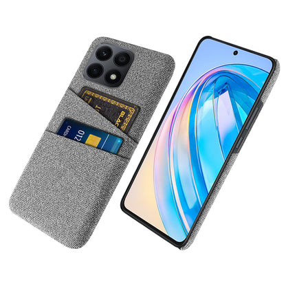 Dual Card Slots Hard PC Phone Case for Honor X8a 4G , Cloth Texture Protective Phone Cover