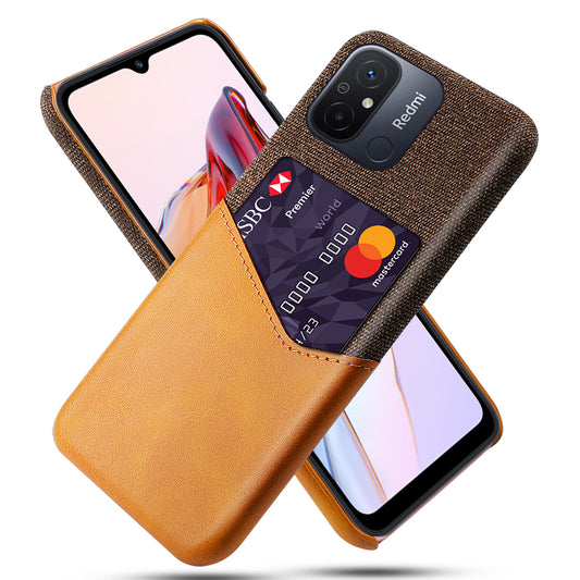 For Xiaomi Redmi 12C 4G PU Leather+PC Protective Back Shell Card Slot Cloth Texture Phone Case