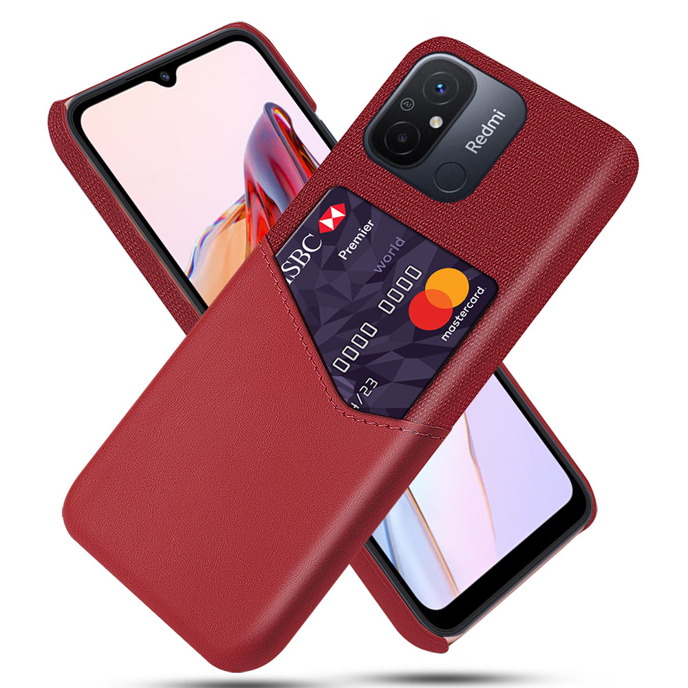 For Xiaomi Redmi 12C 4G PU Leather+PC Protective Back Shell Card Slot Cloth Texture Phone Case
