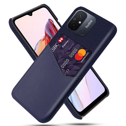 For Xiaomi Redmi 12C 4G PU Leather+PC Protective Back Shell Card Slot Cloth Texture Phone Case