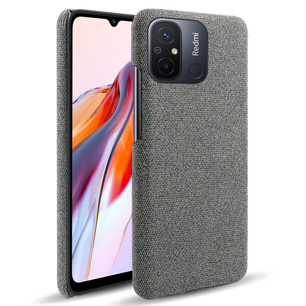 Cellphone Case for Xiaomi Redmi 12C 4G Solid Color Anti-scratch Hard PC+Cloth Phone Back Cover