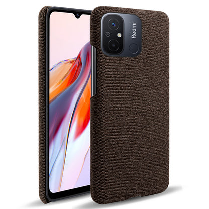 Cellphone Case for Xiaomi Redmi 12C 4G Solid Color Anti-scratch Hard PC+Cloth Phone Back Cover