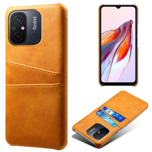 For Xiaomi Redmi 12C 4G Leather Coated PC Phone Case Dual Card Slots Smartphone Cover