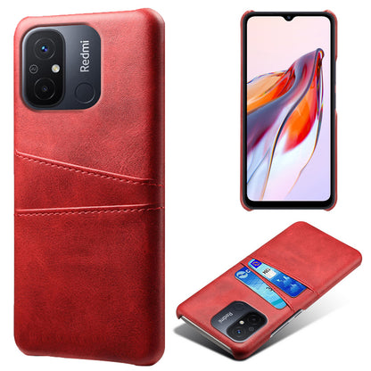 For Xiaomi Redmi 12C 4G Leather Coated PC Phone Case Dual Card Slots Smartphone Cover