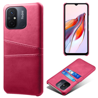 For Xiaomi Redmi 12C 4G Leather Coated PC Phone Case Dual Card Slots Smartphone Cover