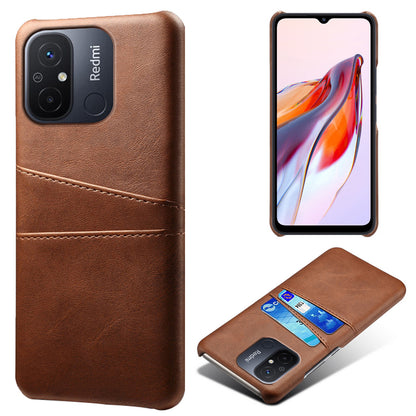 For Xiaomi Redmi 12C 4G Leather Coated PC Phone Case Dual Card Slots Smartphone Cover