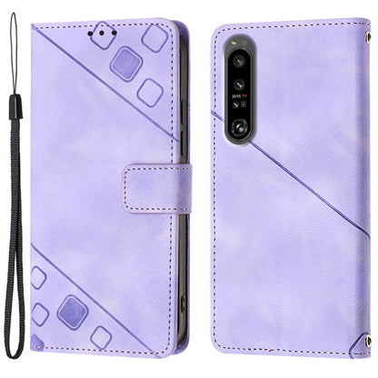 PT005 YB Imprinting Series-6 for Sony Xperia 1 IV 5G Stand Phone Cover Wallet PU Leather Phone Case