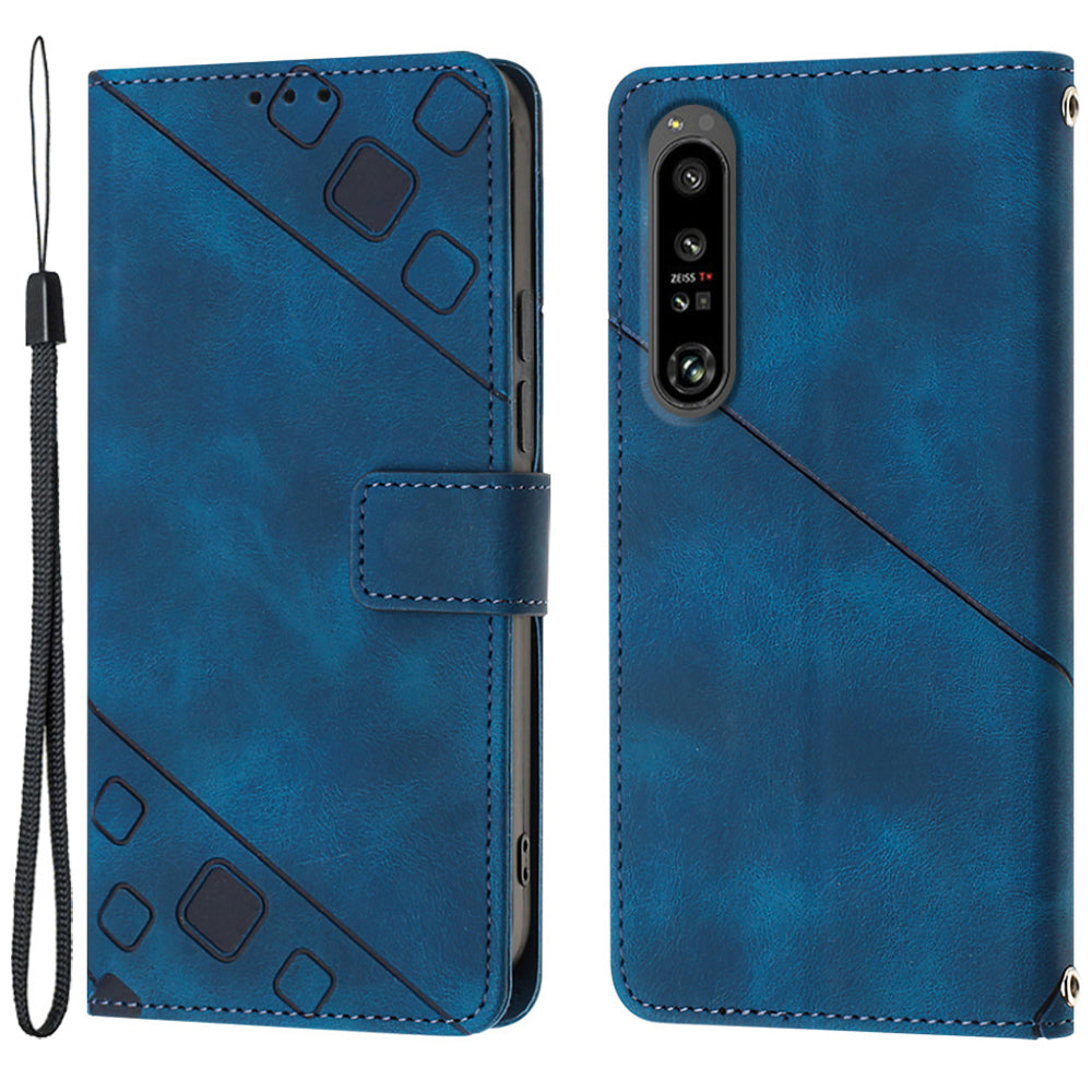 PT005 YB Imprinting Series-6 for Sony Xperia 1 IV 5G Stand Phone Cover Wallet PU Leather Phone Case