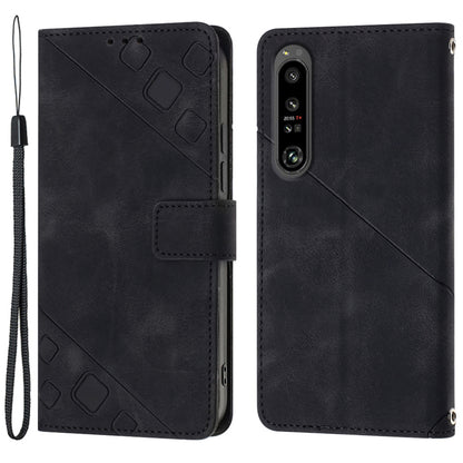 PT005 YB Imprinting Series-6 for Sony Xperia 1 IV 5G Stand Phone Cover Wallet PU Leather Phone Case
