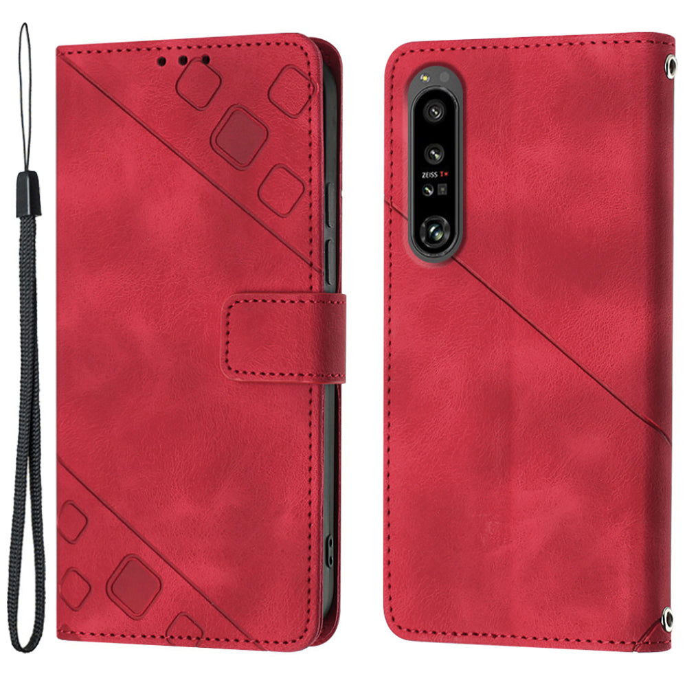 PT005 YB Imprinting Series-6 for Sony Xperia 1 IV 5G Stand Phone Cover Wallet PU Leather Phone Case
