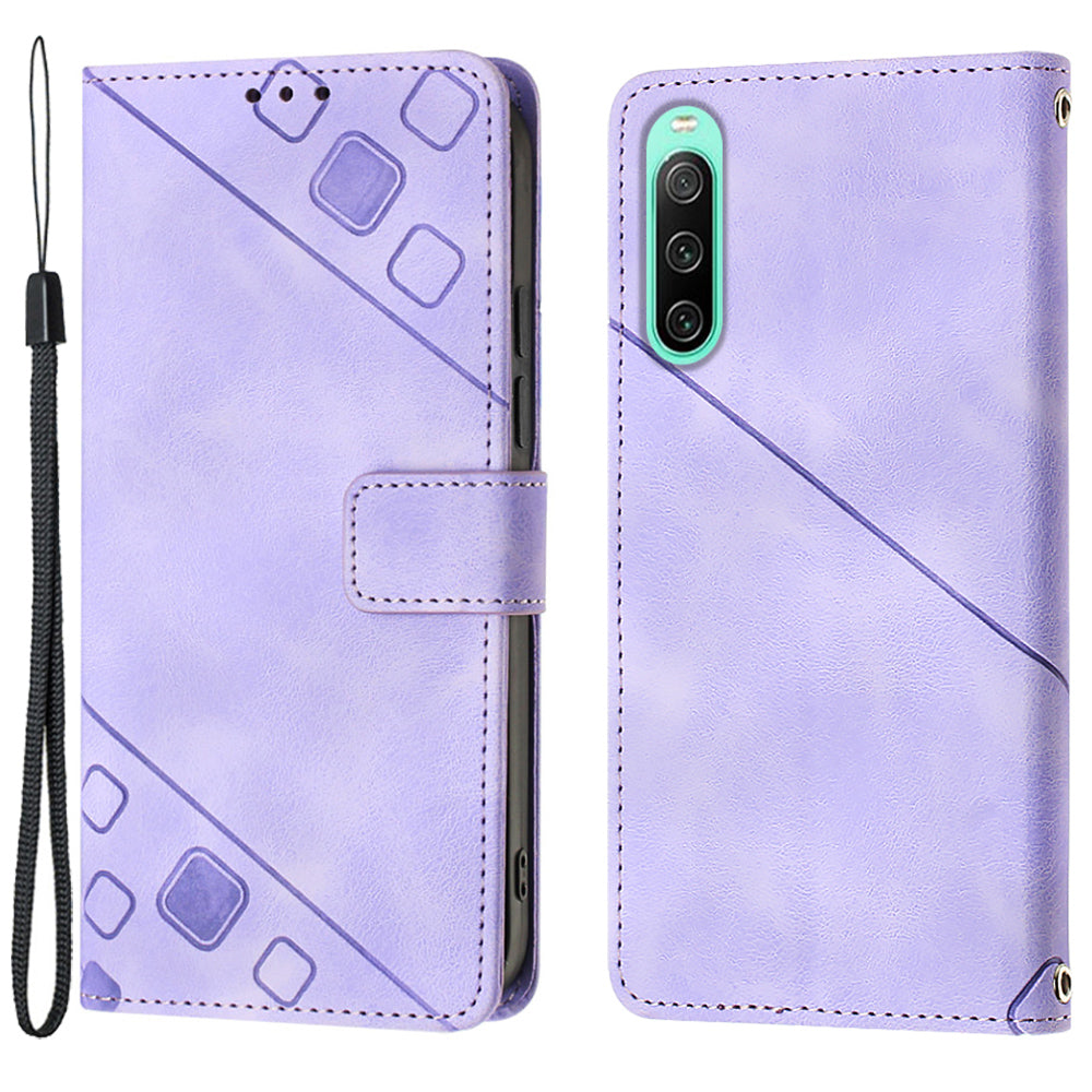 PT005 YB Imprinting Series-6 for Sony Xperia 10 IV 5G Leather Phone Case Cell Phone Cover with Wallet Stand