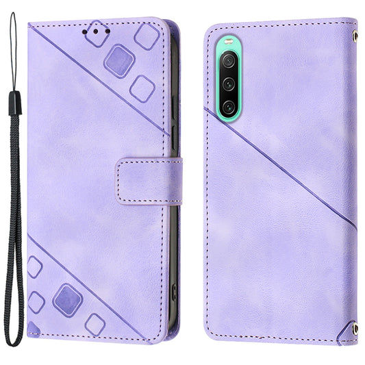 PT005 YB Imprinting Series-6 for Sony Xperia 10 IV 5G Leather Phone Case Cell Phone Cover with Wallet Stand